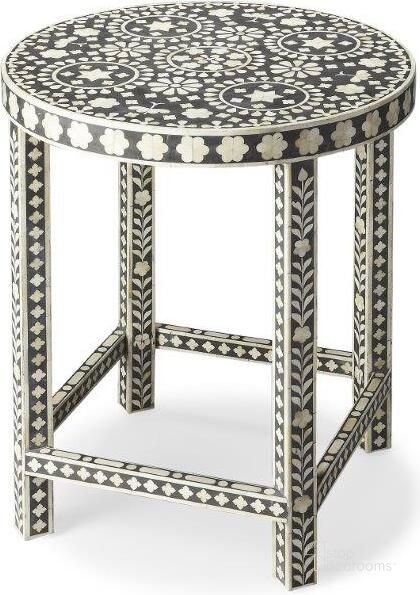 The appearance of Butler Gillian Bone Inlay Accent Table designed by Butler Specialty Company in the traditional interior design. This black piece of furniture  was selected by 1StopBedrooms from Bone Inlay Collection to add a touch of cosiness and style into your home. Sku: 3448318. Material: Wood. Product Type: Accent Table. Image1