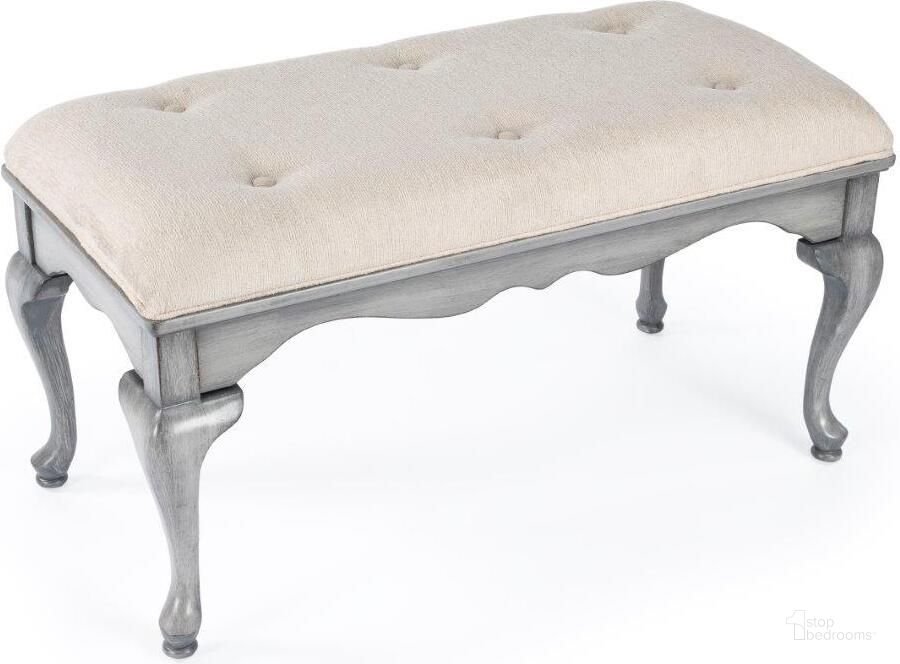 The appearance of Butler Grace Powder Gray Bench designed by Butler Specialty Company in the traditional interior design. This grey piece of furniture  was selected by 1StopBedrooms from Grace Collection to add a touch of cosiness and style into your home. Sku: 3013418. Product Type: Bedroom Bench. Material: Poplar. Image1