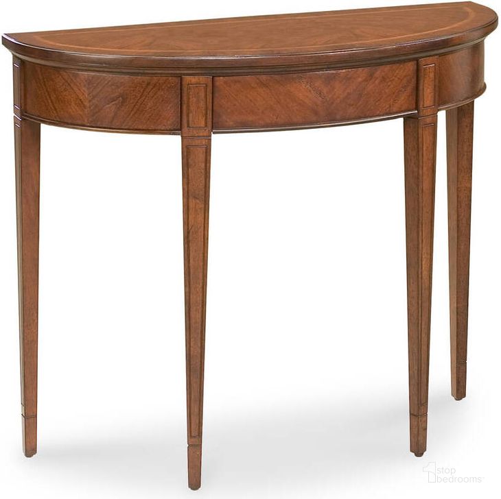 The appearance of Butler Hampton Plantation Cherry Demilune Console Table designed by Butler Specialty Company in the transitional interior design. This cherry piece of furniture  was selected by 1StopBedrooms from Plantation Collection to add a touch of cosiness and style into your home. Sku: 1533024. Product Type: Console Table. Material: Rubberwood.