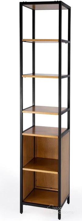 The appearance of Butler Hans Narrow Wood And Iron Open and Closed 84 Inch Etagere Bookcase designed by Butler Specialty Company in the modern / contemporary interior design. This natural piece of furniture  was selected by 1StopBedrooms from Hans Collection to add a touch of cosiness and style into your home. Sku: 5557419. Product Type: Bookcase. Material: MDF. Image1