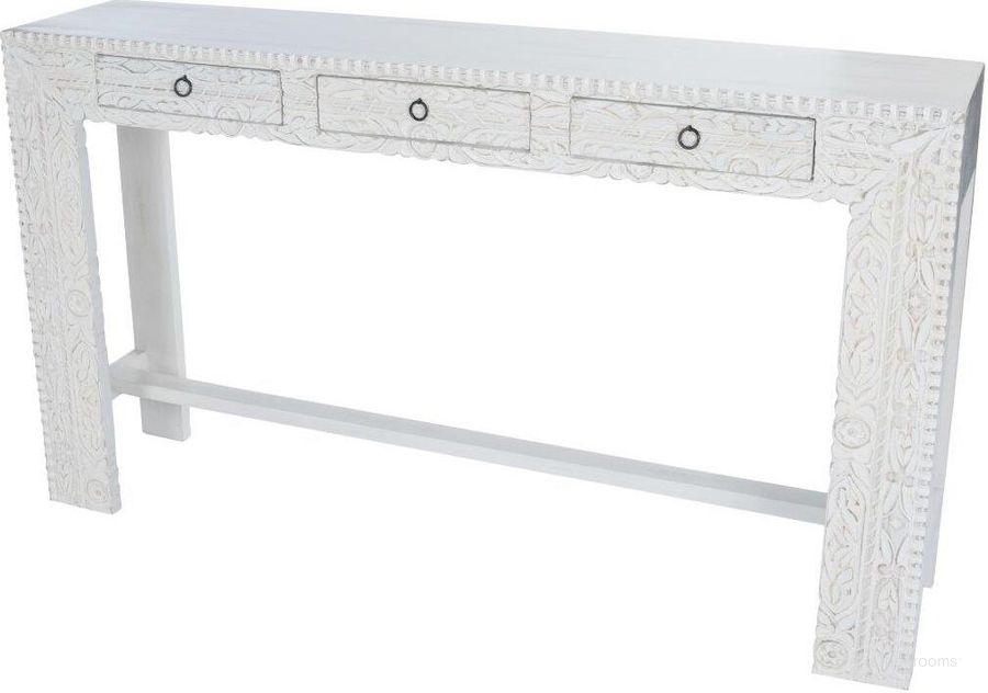 The appearance of Butler Janta Rectangular Console Table designed by Butler Specialty Company in the traditional interior design. This white piece of furniture  was selected by 1StopBedrooms from Artifacts Collection to add a touch of cosiness and style into your home. Sku: 2069290. Material: Wood. Product Type: Console Table. Image1