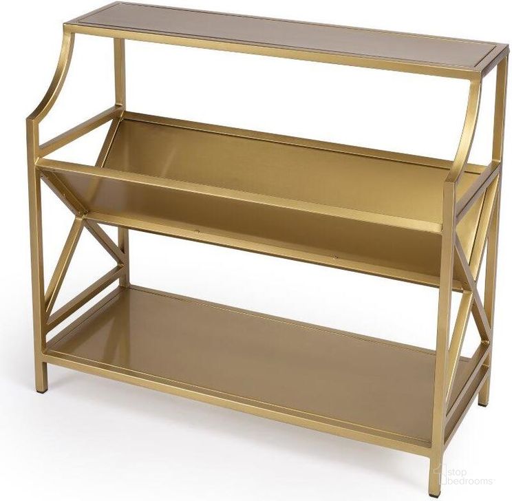 The appearance of Butler Keats Antique Gold Library Bookcase designed by Butler Specialty Company in the modern / contemporary interior design. This gold piece of furniture  was selected by 1StopBedrooms from Industrial Chic Collection to add a touch of cosiness and style into your home. Sku: 6112330. Product Type: Bookcase. Material: Iron. Image1
