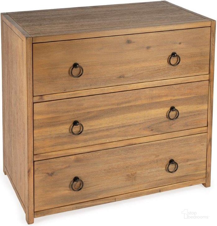 The appearance of Butler Lark Natural Wood 3 Drawer Chest designed by Butler Specialty Company in the transitional interior design. This natural wood piece of furniture  was selected by 1StopBedrooms from Lark Collection to add a touch of cosiness and style into your home. Sku: 5392312. Product Type: Chest. Material: MDF. Image1