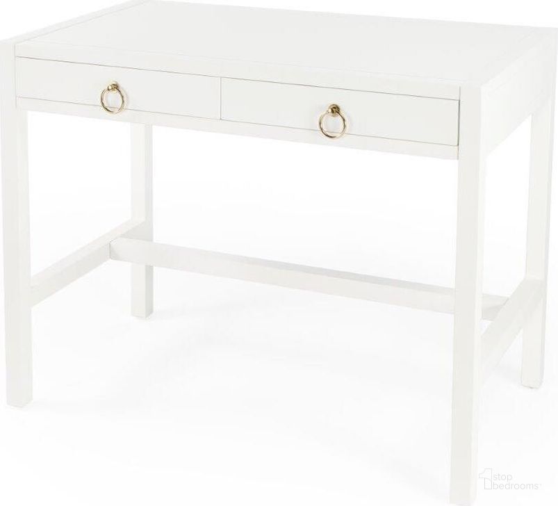 The appearance of Butler Lark White Desk designed by Butler Specialty Company in the transitional interior design. This white piece of furniture  was selected by 1StopBedrooms from Lark Collection to add a touch of cosiness and style into your home. Sku: 5523304. Product Type: Desk. Material: Pine. Image1