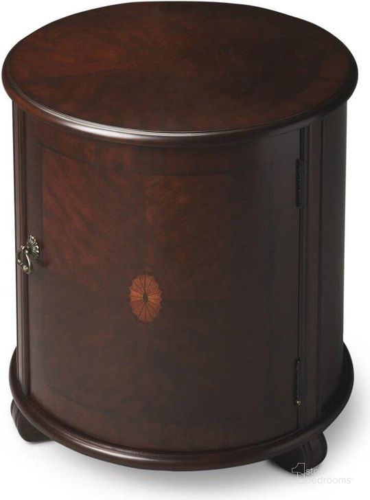 The appearance of Butler Lawrie Plantation Cherry Drum Table designed by Butler Specialty Company in the traditional interior design. This dark brown piece of furniture  was selected by 1StopBedrooms from Plantation Collection to add a touch of cosiness and style into your home. Sku: 1260024. Product Type: Drum Table. Material: Rubberwood. Image1