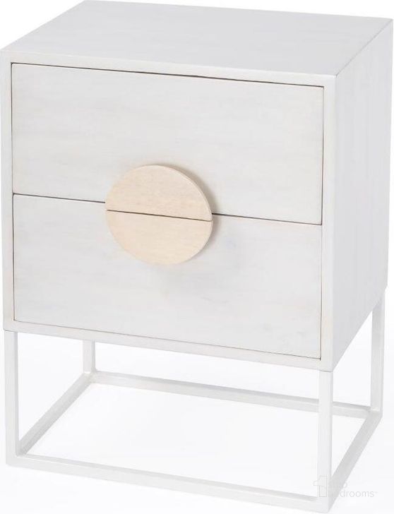The appearance of Butler Lennasa 2 Drawers End Table designed by Butler Specialty Company in the transitional interior design. This white piece of furniture  was selected by 1StopBedrooms from Lennasa Collection to add a touch of cosiness and style into your home. Sku: 5589288. Product Type: End Table. Material: MDF. Image1