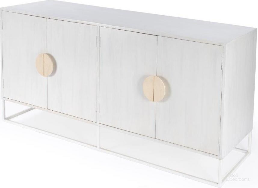 The appearance of Butler Lennasa Wooden Sideboard designed by Butler Specialty Company in the transitional interior design. This white piece of furniture  was selected by 1StopBedrooms from Lennasa Collection to add a touch of cosiness and style into your home. Sku: 5581288. Product Type: Sideboard. Material: MDF. Image1