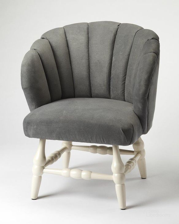 The appearance of Butler Malcom Gray Velvet Accent Chair designed by Butler Specialty Company in the transitional interior design. This gray piece of furniture  was selected by 1StopBedrooms from Malcom Collection to add a touch of cosiness and style into your home. Sku: 4492288. Product Type: Accent Chair. Material: Rubberwood. Image1