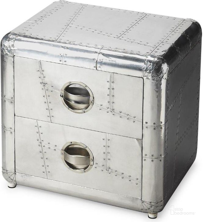 The appearance of Butler Midway Aviator Side Table designed by Butler Specialty Company in the modern / contemporary interior design. This silver piece of furniture  was selected by 1StopBedrooms from Industrial Chic Collection to add a touch of cosiness and style into your home. Sku: 2537025. Material: Aluminum. Product Type: Side Table. Image1