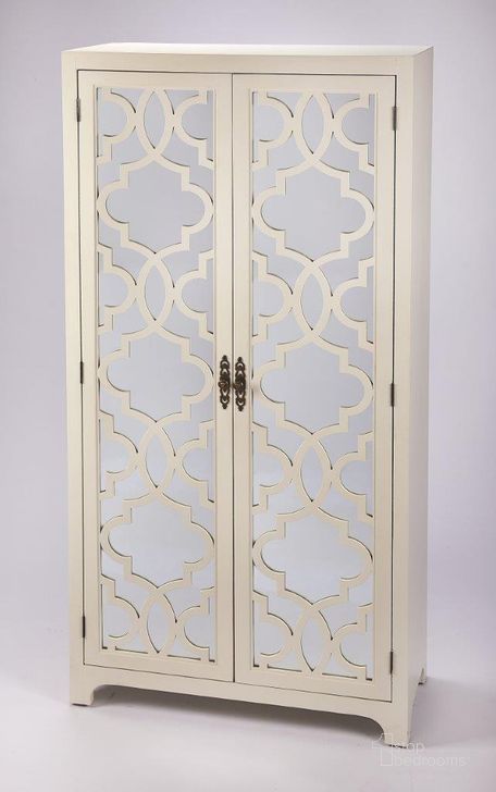 The appearance of Butler Morjanna White Tall Cabinet designed by Butler Specialty Company in the transitional interior design. This white piece of furniture  was selected by 1StopBedrooms from Masterpiece Collection to add a touch of cosiness and style into your home. Sku: 4356288. Material: Wood. Product Type: Cabinet. Image1