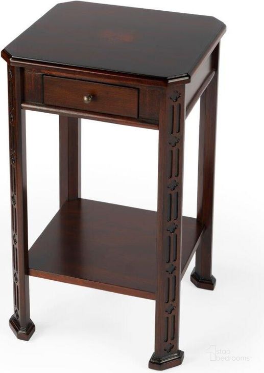 The appearance of Butler Moyer Plantation Cherry Accent Table designed by Butler Specialty Company in the traditional interior design. This dark brown piece of furniture  was selected by 1StopBedrooms from Plantation Collection to add a touch of cosiness and style into your home. Sku: 1486024. Product Type: Accent Table. Material: Rubberwood. Image1
