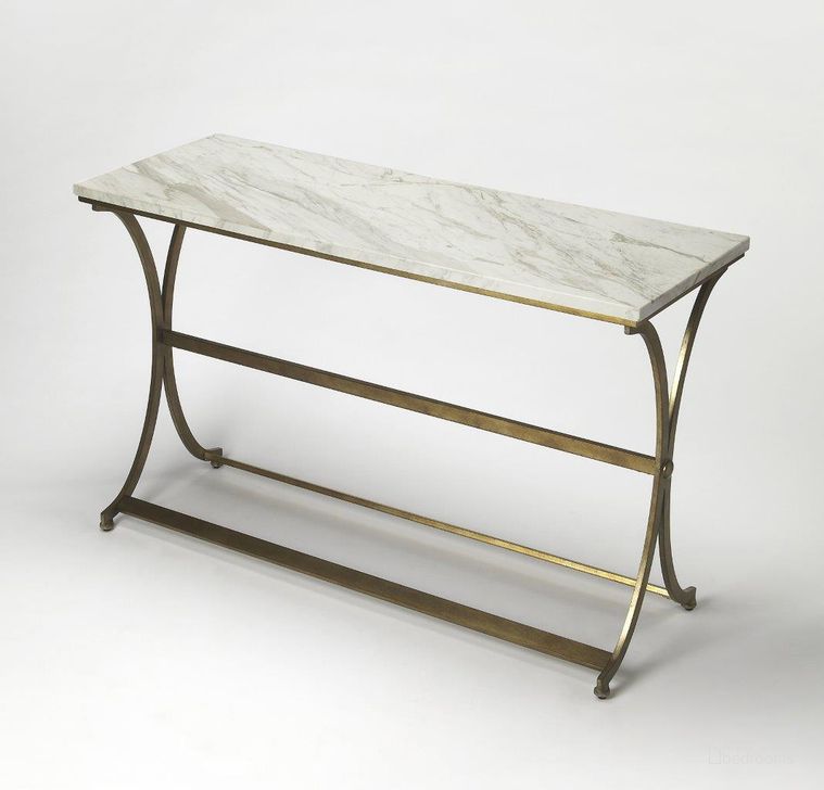 The appearance of Butler Pamina Marble Console Table designed by Butler Specialty Company in the modern / contemporary interior design. This gold piece of furniture  was selected by 1StopBedrooms from Loft Collection to add a touch of cosiness and style into your home. Sku: 9324355. Material: Marble. Product Type: Console Table. Image1