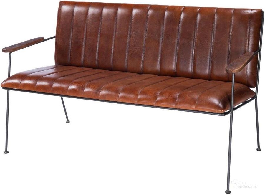The appearance of Butler Phoenix Leather and Metal Bench designed by Butler Specialty Company in the modern / contemporary interior design. This medium brown piece of furniture  was selected by 1StopBedrooms from Industrial Chic Collection to add a touch of cosiness and style into your home. Sku: 5482330. Product Type: Bedroom Bench. Material: Iron. Image1