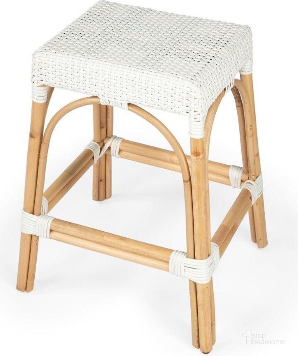 The appearance of Butler Robias White Rattan Counter Stool designed by Butler Specialty Company in the transitional interior design. This white piece of furniture  was selected by 1StopBedrooms from Designer's Edge Collection to add a touch of cosiness and style into your home. Sku: 5513304. Material: Rattan. Product Type: Barstool. Image1
