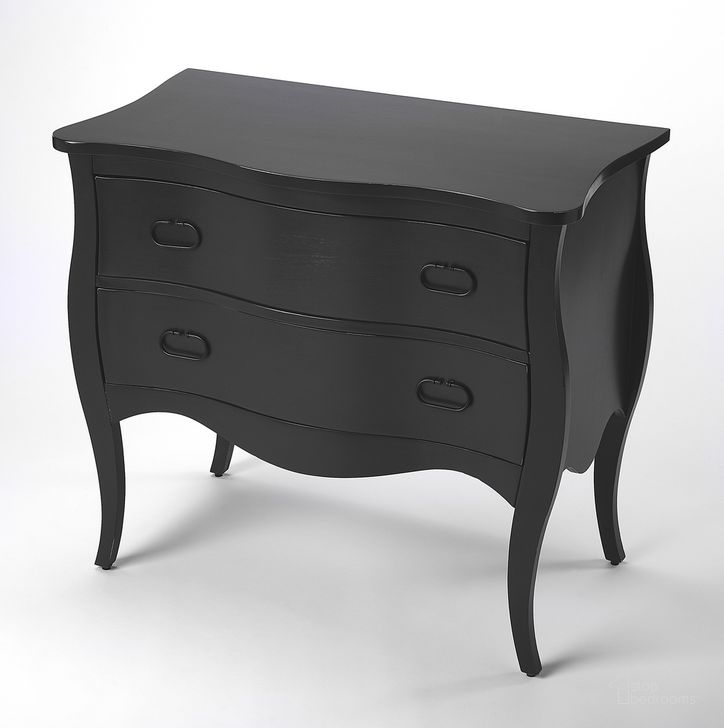 The appearance of Rochelle 2 Drawer Chest In Black designed by Butler Specialty Company in the transitional interior design. This black piece of furniture  was selected by 1StopBedrooms from Rochelle Collection to add a touch of cosiness and style into your home. Sku: 9307295. Material: Wood. Product Type: Accent Chest. Image1