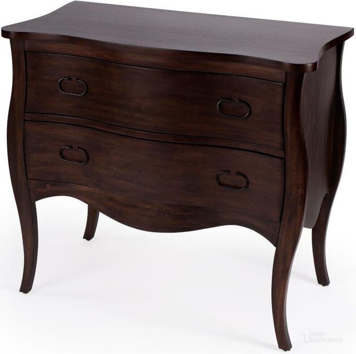 The appearance of Butler Rochelle Walnut 2 Drawer Chest designed by Butler Specialty Company in the transitional interior design. This walnut piece of furniture  was selected by 1StopBedrooms from Masterpiece Collection to add a touch of cosiness and style into your home. Sku: 9307342. Material: Wood. Product Type: Chest. Image1
