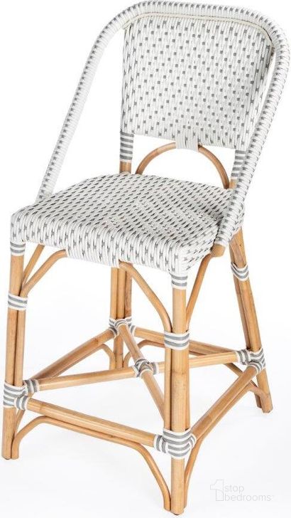 The appearance of Butler Solstice White and Grey Rattan Counter Stool designed by Butler Specialty Company in the transitional interior design. This grey piece of furniture  was selected by 1StopBedrooms from Solstice Collection to add a touch of cosiness and style into your home. Sku: 5399329. Material: Rattan. Product Type: Barstool. Image1
