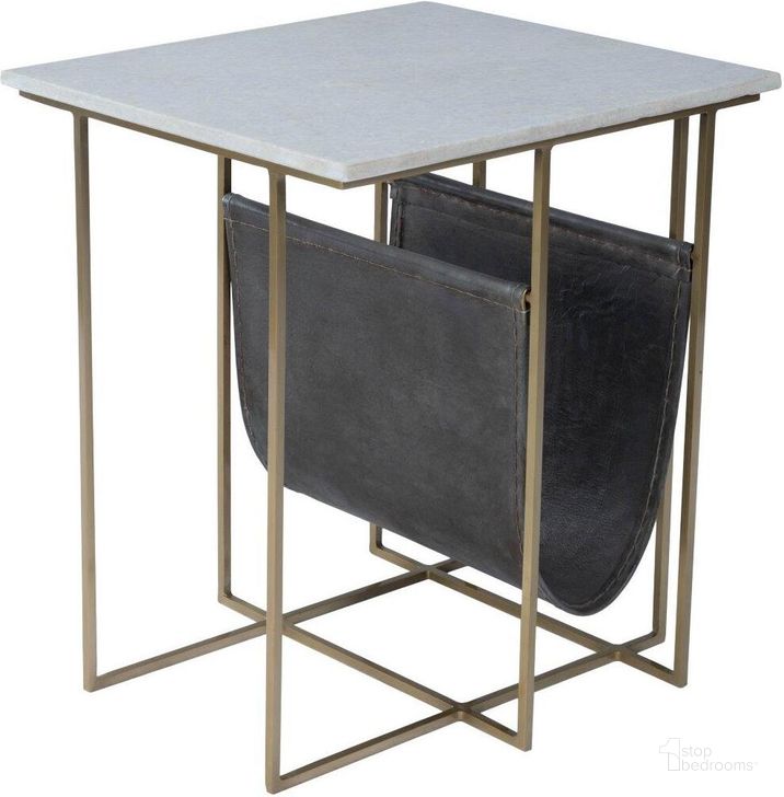 The appearance of Butler Stephanik Marble and Leather Magazine Table designed by Butler Specialty Company in the modern / contemporary interior design. This off white piece of furniture  was selected by 1StopBedrooms from Loft Collection to add a touch of cosiness and style into your home. Sku: 5451389. Product Type: Accent Table. Material: Iron. Image1