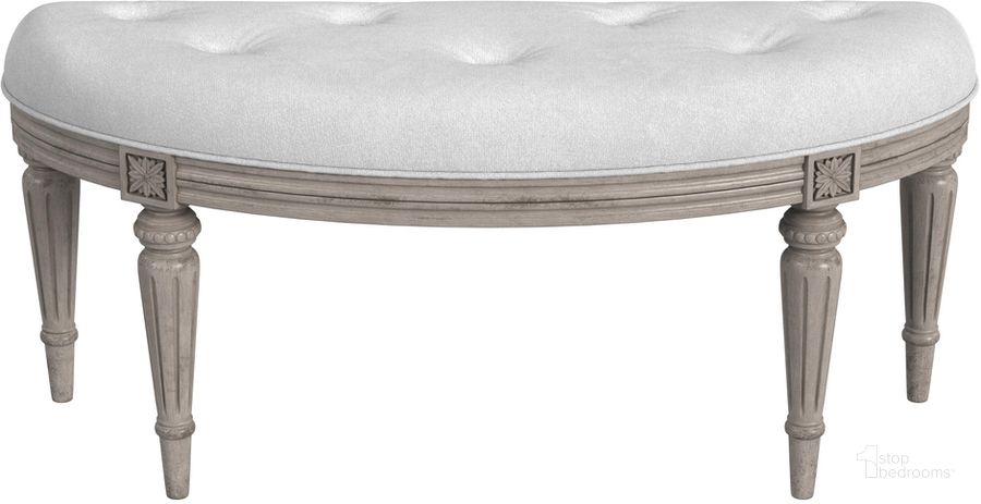 The appearance of Tamara Upholstered Demilune 45 Inch W Bench In Gray and Tan/Beige designed by Butler Specialty Company in the traditional interior design. This gray and beige piece of furniture  was selected by 1StopBedrooms from Masterpiece Collection to add a touch of cosiness and style into your home. Sku: 1120247. Product Type: Bench. Material: Rubberwood. Image1