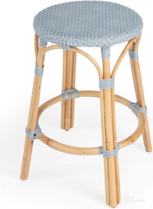 The appearance of Butler Tobias Twilight Blue Counter Stool designed by Butler Specialty Company in the transitional interior design. This blue piece of furniture  was selected by 1StopBedrooms from Designer's Edge Collection to add a touch of cosiness and style into your home. Sku: 9371341. Material: Rattan. Product Type: Barstool. Image1