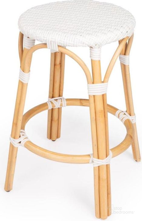 The appearance of Butler Tobias White Rattan Counter Stool designed by Butler Specialty Company in the transitional interior design. This white piece of furniture  was selected by 1StopBedrooms from Designer's Edge Collection to add a touch of cosiness and style into your home. Sku: 9371304. Material: Rattan. Product Type: Barstool. Image1