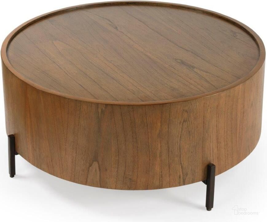 The appearance of Butler Tori Round Coffee Table 5514274 designed by Butler Specialty Company in the transitional interior design. This medium brown piece of furniture  was selected by 1StopBedrooms from Masterpiece Collection to add a touch of cosiness and style into your home. Sku: 5514274. Product Type: Coffee Table. Material: MDF. Image1