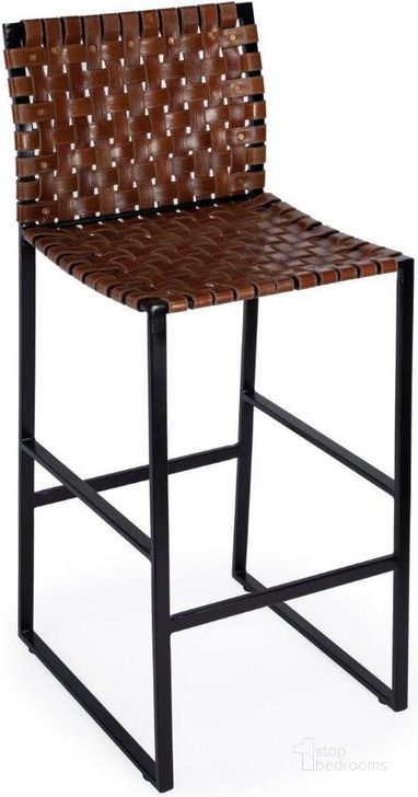 The appearance of Butler Urban Brown Woven Leather Bar Stool designed by Butler Specialty Company in the transitional interior design. This medium brown piece of furniture  was selected by 1StopBedrooms from Industrial Chic Collection to add a touch of cosiness and style into your home. Sku: 5445344. Product Type: Barstool. Material: Iron. Image1