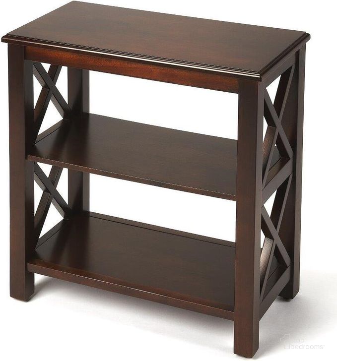The appearance of Butler Vance Plantation Cherry Bookcase designed by Butler Specialty Company in the transitional interior design. This dark brown piece of furniture  was selected by 1StopBedrooms from Plantation Collection to add a touch of cosiness and style into your home. Sku: 4105024. Product Type: Bookcase. Material: MDF. Image1
