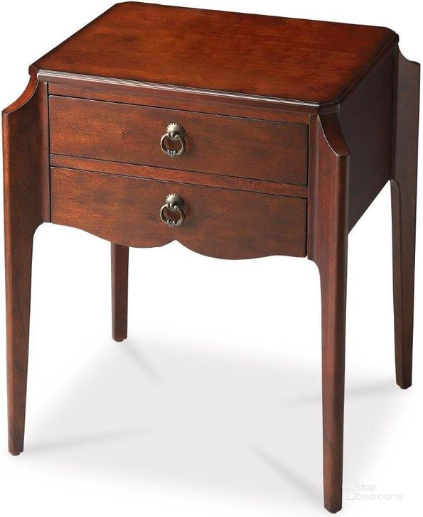 The appearance of Butler Wilshire Plantation Cherry Accent Table designed by Butler Specialty Company in the transitional interior design. This dark brown piece of furniture  was selected by 1StopBedrooms from Plantation Collection to add a touch of cosiness and style into your home. Sku: 7016024. Product Type: Accent Table. Material: Rubberwood. Image1