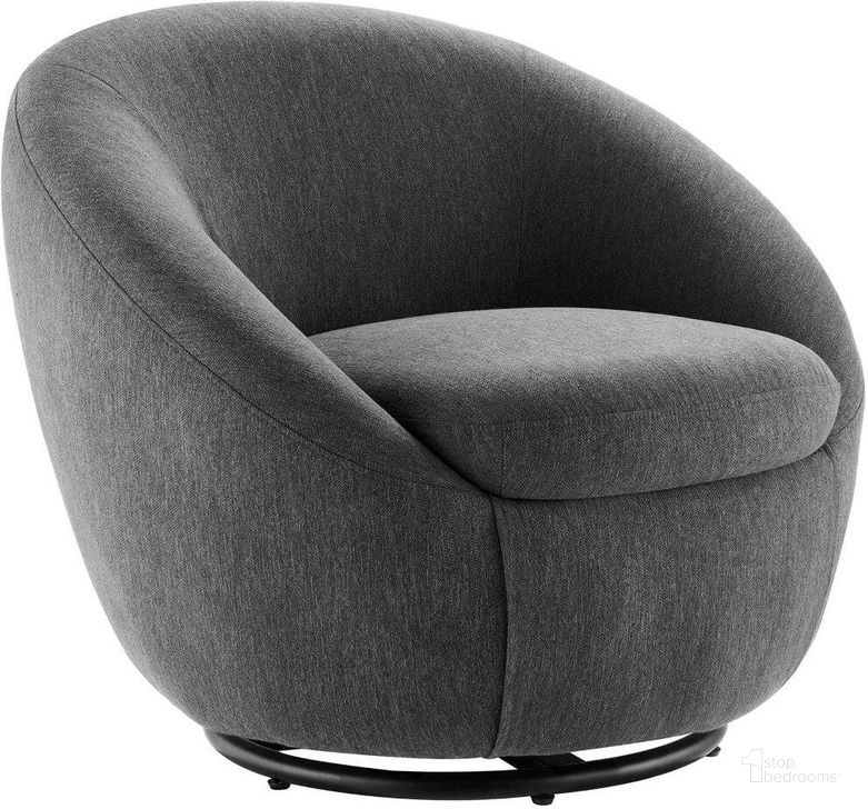 The appearance of Buttercup Fabric Upholstered Upholstered Fabric Swivel Chair In Black Charcoal designed by Modway in the modern / contemporary interior design. This black charcoal piece of furniture  was selected by 1StopBedrooms from Buttercup Collection to add a touch of cosiness and style into your home. Sku: EEI-5006-BLK-CHA. Material: Wood. Product Type: Accent Chair. Image1