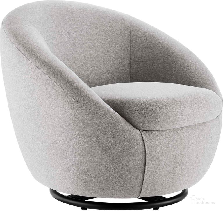 The appearance of Buttercup Fabric Upholstered Upholstered Fabric Swivel Chair In Black Light Gray designed by Modway in the modern / contemporary interior design. This black light gray piece of furniture  was selected by 1StopBedrooms from Buttercup Collection to add a touch of cosiness and style into your home. Sku: EEI-5006-BLK-LGR. Material: Wood. Product Type: Accent Chair. Image1