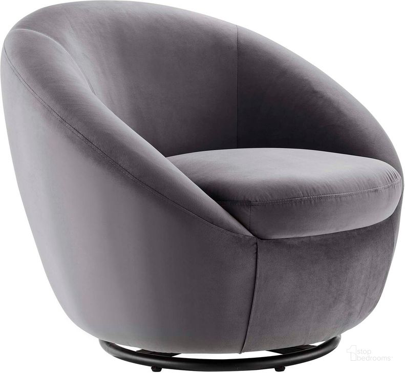 The appearance of Buttercup Performance Velvet Performance Velvet Swivel Chair In Black Gray designed by Modway in the modern / contemporary interior design. This black gray piece of furniture  was selected by 1StopBedrooms from Buttercup Collection to add a touch of cosiness and style into your home. Sku: EEI-5007-BLK-GRY. Material: Wood. Product Type: Accent Chair. Image1
