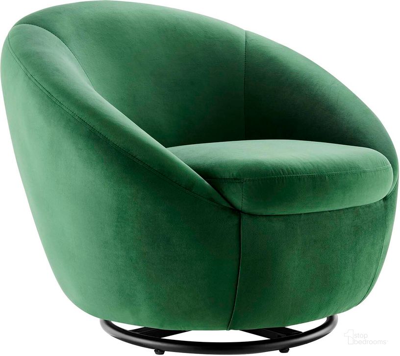The appearance of Buttercup Performance Velvet Performance Velvet Swivel Chair In Emerald designed by Modway in the modern / contemporary interior design. This emerald piece of furniture  was selected by 1StopBedrooms from Buttercup Collection to add a touch of cosiness and style into your home. Sku: EEI-5007-BLK-EME. Material: Wood. Product Type: Accent Chair. Image1