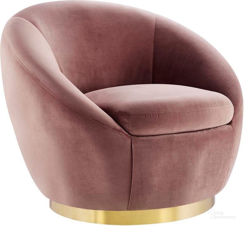 The appearance of Buttercup Performance Velvet Performance Velvet Swivel Chair In Gold Dusty Rose designed by Modway in the modern / contemporary interior design. This gold dusty rose piece of furniture  was selected by 1StopBedrooms from Buttercup Collection to add a touch of cosiness and style into your home. Sku: EEI-5005-GLD-DUS. Material: Metal. Product Type: Accent Chair. Image1