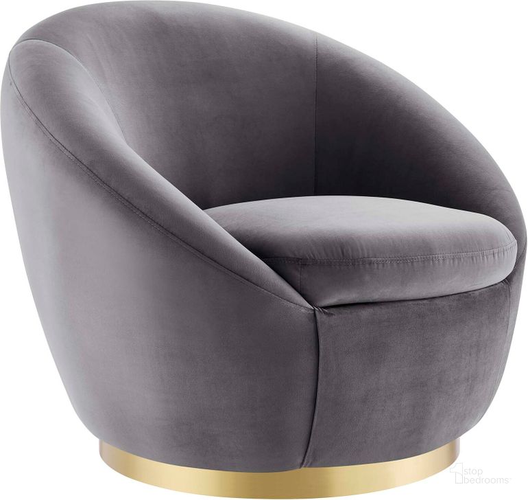 The appearance of Buttercup Performance Velvet Performance Velvet Swivel Chair In Gold Gray designed by Modway in the modern / contemporary interior design. This gold gray piece of furniture  was selected by 1StopBedrooms from Buttercup Collection to add a touch of cosiness and style into your home. Sku: EEI-5005-GLD-GRY. Material: Metal. Product Type: Accent Chair. Image1