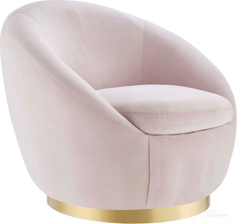 The appearance of Buttercup Performance Velvet Performance Velvet Swivel Chair In Gold Pink designed by Modway in the modern / contemporary interior design. This gold pink piece of furniture  was selected by 1StopBedrooms from Buttercup Collection to add a touch of cosiness and style into your home. Sku: EEI-5005-GLD-PNK. Material: Metal. Product Type: Accent Chair. Image1