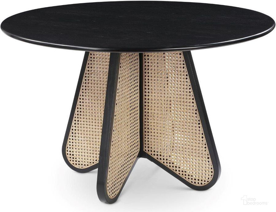 The appearance of Butterfly Black Dining Table designed by Meridian in the transitional interior design. This black piece of furniture  was selected by 1StopBedrooms from Butterfly Collection to add a touch of cosiness and style into your home. Sku: 705Black-T. Table Base Style: Trestle. Table Top Shape: Round. Product Type: Dining Table. Material: Rubberwood. Image1