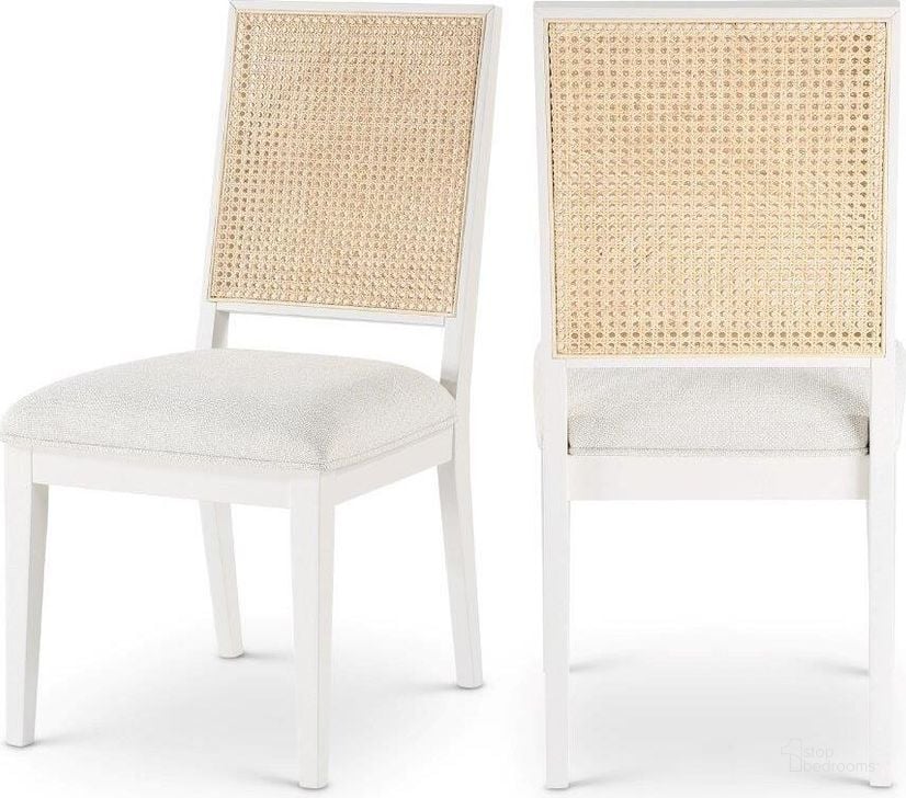 The appearance of Butterfly Cream Dining Chair Set of 2 705White-C designed by Meridian in the transitional interior design. This cream piece of furniture  was selected by 1StopBedrooms from Butterfly Collection to add a touch of cosiness and style into your home. Sku: 705White-C. Product Type: Dining Chair. Material: Rubberwood. Image1