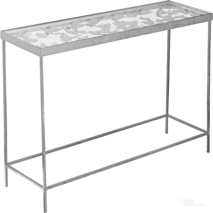 The appearance of Butterfly Silver Console Table designed by Meridian in the modern / contemporary interior design. This silver piece of furniture  was selected by 1StopBedrooms from Butterfly Collection to add a touch of cosiness and style into your home. Sku: 471-T. Product Type: Console Table. Material: Iron. Image1