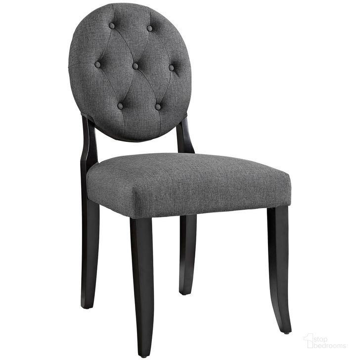 The appearance of Button Dining Side Chair In Gray designed by Modway in the modern / contemporary interior design. This gray piece of furniture  was selected by 1StopBedrooms from Button Collection to add a touch of cosiness and style into your home. Sku: EEI-1381-GRY. Product Type: Side Chair. Material: Rubberwood. Image1