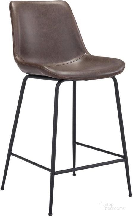 The appearance of Byron Counter Chair Brown designed by Zuo Modern in the modern / contemporary interior design. This black and brown piece of furniture  was selected by 1StopBedrooms from Byron Collection to add a touch of cosiness and style into your home. Sku: 101774. Product Type: Counter Height Chair. Material: Polyurethane. Image1