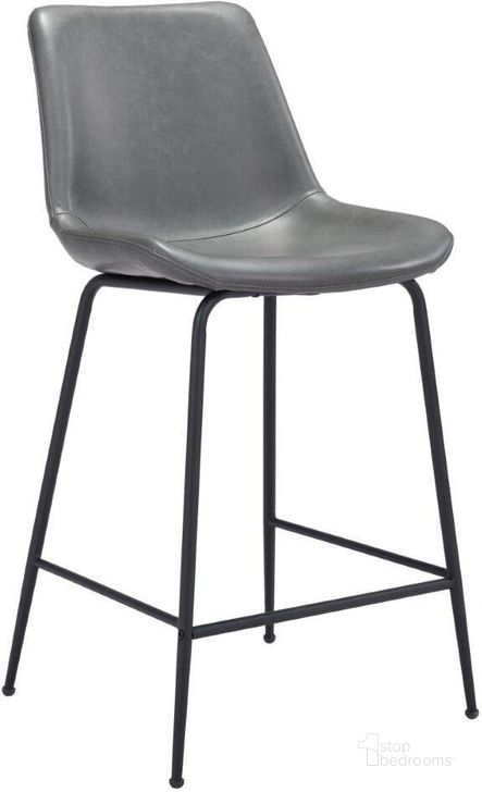 The appearance of Byron Counter Chair In Gray designed by Zuo Modern in the modern / contemporary interior design. This gray and black piece of furniture  was selected by 1StopBedrooms from Byron Collection to add a touch of cosiness and style into your home. Sku: 101775. Material: Steel. Product Type: Counter Height Chair. Image1