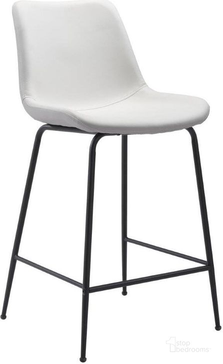 The appearance of Byron Counter Chair White designed by Zuo Modern in the modern / contemporary interior design. This white and black piece of furniture  was selected by 1StopBedrooms from Byron Collection to add a touch of cosiness and style into your home. Sku: 101776. Product Type: Counter Height Chair. Material: Polyurethane. Image1
