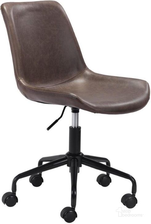 The appearance of Byron Office Chair Brown designed by Zuo Modern in the modern / contemporary interior design. This black and brown piece of furniture  was selected by 1StopBedrooms from Byron Collection to add a touch of cosiness and style into your home. Sku: 101780. Product Type: Office Chair. Material: Polyurethane. Image1