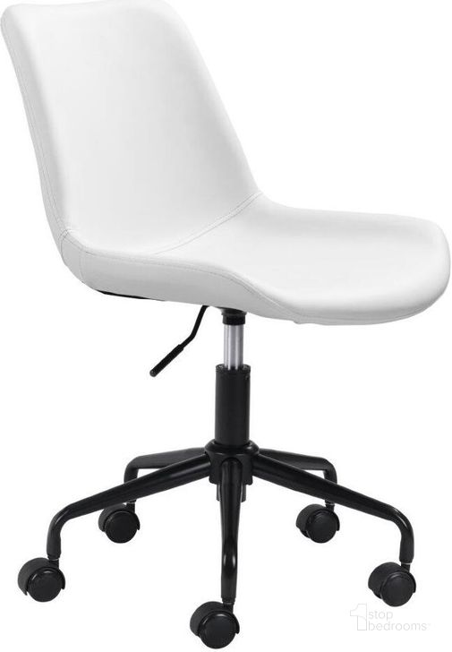 The appearance of Byron Office Chair White designed by Zuo Modern in the modern / contemporary interior design. This white and black piece of furniture  was selected by 1StopBedrooms from Byron Collection to add a touch of cosiness and style into your home. Sku: 101782. Product Type: Office Chair. Material: Polyurethane. Image1