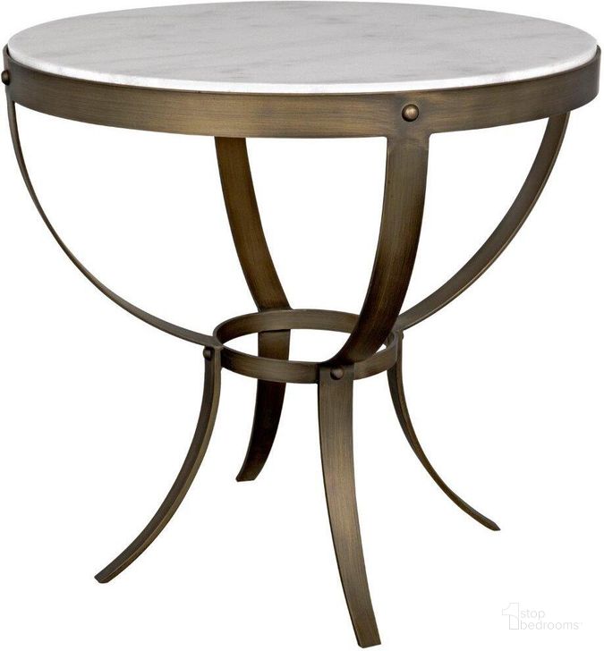 The appearance of Byron Side Table GTAB286AB designed by Noir in the transitional interior design. This antique brass piece of furniture  was selected by 1StopBedrooms from Byron Collection to add a touch of cosiness and style into your home. Sku: GTAB286AB. Material: Marble. Product Type: Side Table. Image1