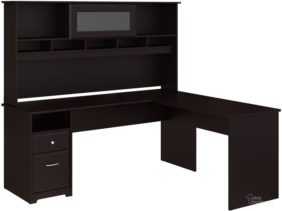 The appearance of Cabot Espresso Oak 60" L-Desk designed by Bush Furniture in the modern / contemporary interior design. This black piece of furniture  was selected by 1StopBedrooms from Cabot Collection to add a touch of cosiness and style into your home. Sku: WC31830-03K. Material: Wood. Product Type: Executive Desk. Image1