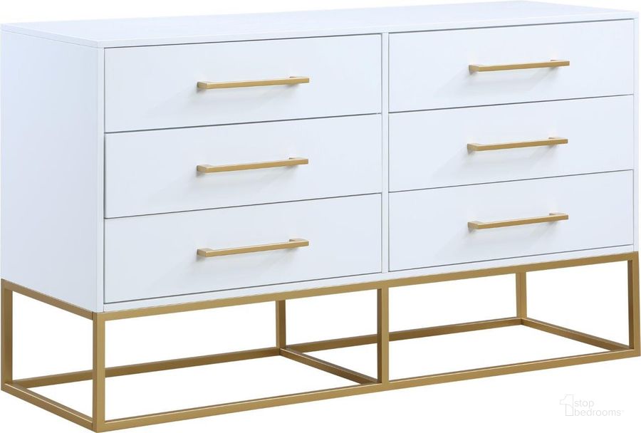 The appearance of Cabe White and Gold Dresser designed by Furnique in the modern / contemporary interior design. This white piece of furniture  was selected by 1StopBedrooms from Cabe Collection to add a touch of cosiness and style into your home. Sku: 848White-D. Material: Wood. Product Type: Dresser. Image1