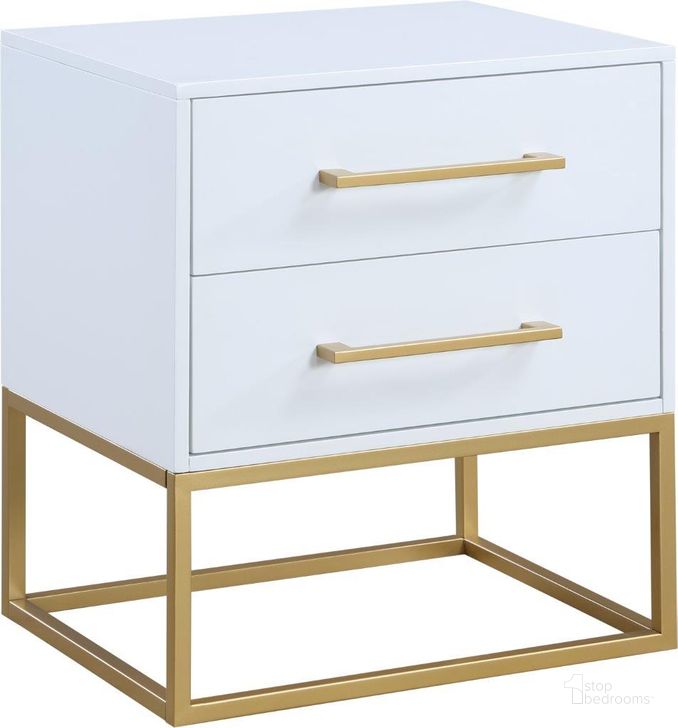 The appearance of Cabe White and Gold Nightstand designed by Furnique in the modern / contemporary interior design. This white and gold piece of furniture  was selected by 1StopBedrooms from Cabe Collection to add a touch of cosiness and style into your home. Sku: 848White-NS. Material: Wood. Product Type: Nightstand. Image1