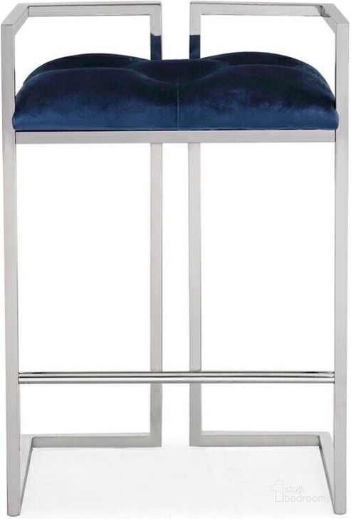 The appearance of Cabin Blue Counter Stool designed by Uptown Club in the modern / contemporary interior design. This blue piece of furniture  was selected by 1StopBedrooms from Cabin Collection to add a touch of cosiness and style into your home. Sku: GM3132. Product Type: Barstool. Material: Velvet.